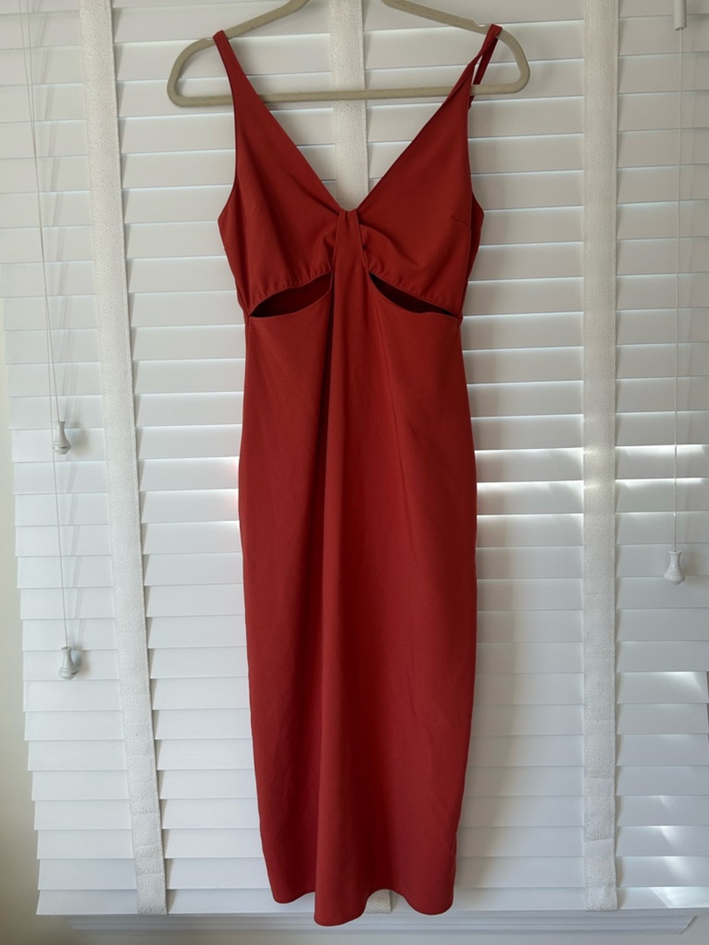 Abercrombie & Fitch Midi Dress Red Burnt Orange Keyhole Sleeveless Small